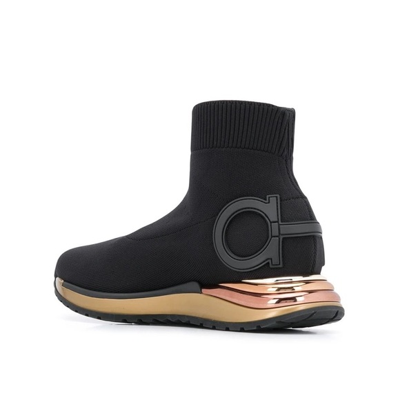 Ferragamo Gardena High Top Black Metallic Sneakers - Picture 3 of 11